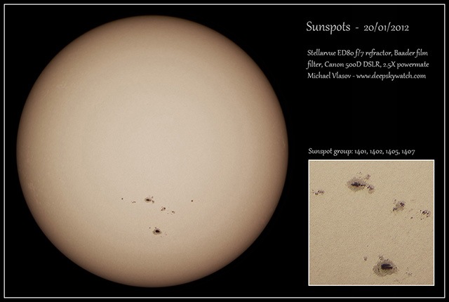 sunspot group 1401 1402 1405 1407 20/01/2012
