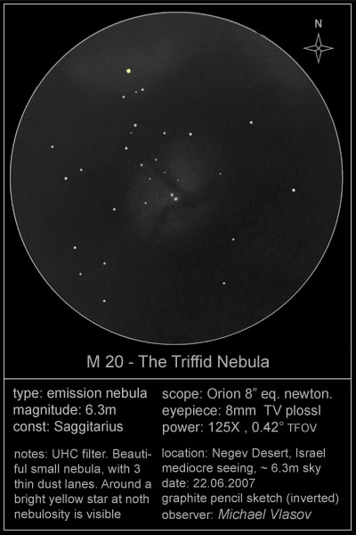 M20 triffid nebula drawing