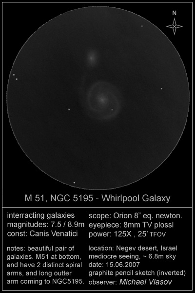 whirlpool galaxy sketch - m51, ngc5195