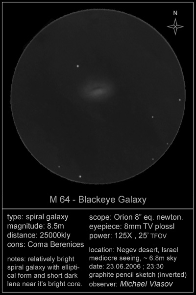 messier 64 - blackeye galaxy drawing