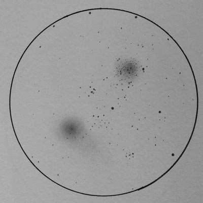 Messier 71 and garradd comet sketch - pencil