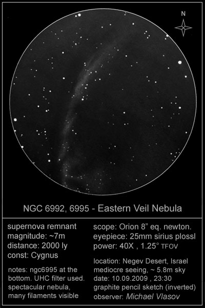 eastern nebula sketch (ngc 6992, 6995)