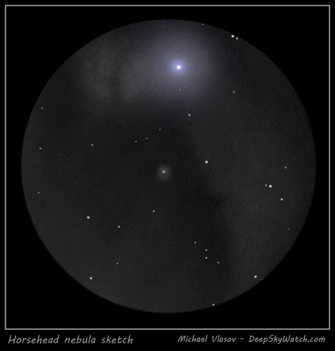 horse-head nebula, flame nebula sketch