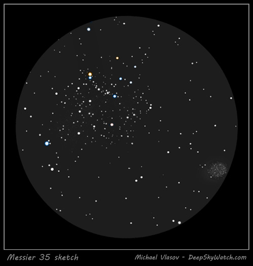 messier 35 sketch, ngc2158