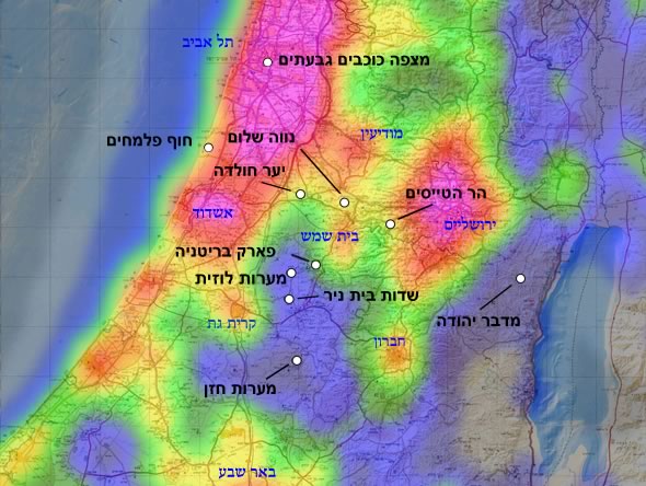 מפת אתרים חשוכים במרכז הארץ