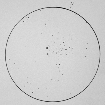 ngc 457 ET cluster pencil sketch