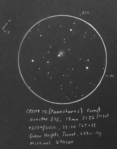 C/2017 T2 (Panstarrs) comet original drawing